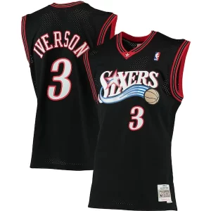 Maravilloso Moderno Estupendo Allen Iverson Philadelphia 76ers 2000/01 Big & Tall Hardwood Classics Swingman Jersey Black/Red/Royal/White