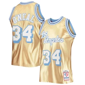 Maravilloso Shaquille O'Neal Los Angeles Lakers 75th Anniversary 1996/97 Hardwood Classics Swingman Jersey Gold