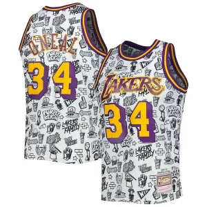 Moderno Fantástico Shaquille O'Neal Los Angeles Lakers 1996/97 Hardwood Classics Doodle Swingman Jersey White