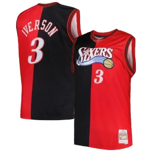 Moderno Práctico Allen Iverson Philadelphia 76ers Big & Tall Hardwood Classics 2000/01 Split Swingman Jersey Black/Red