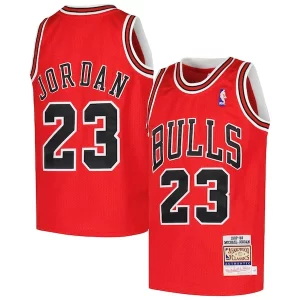 Original Increíble Michael Jordan Chicago Bulls Youth Hardwood Classics 1997/98 Authentic Jersey Red