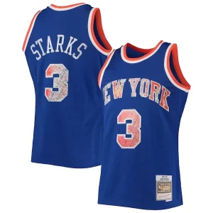 Original John Starks New York Knicks 1991/92 Hardwood Classics NBA 75th Anniversary Diamond Swingman Jersey Blue
