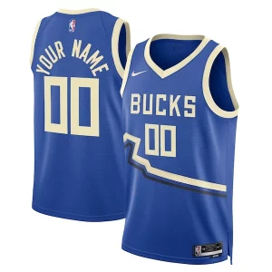 Original Milwaukee Bucks Nike Unisex 2024/25 Custom Swingman Jersey City Edition Royal