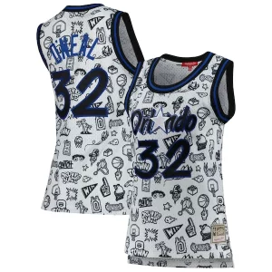 Original Práctico Duradero Shaquille O'Neal Orlando Magic Women's 1994 Doodle Swingman Jersey White