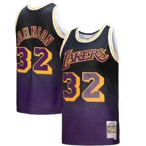 Original Robusto Práctico Magic Johnson Los Angeles Lakers 1984/85 Hardwood Classics Fadeaway Swingman Player Jersey Purple/Black/Gold