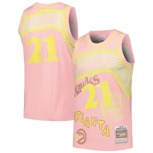 Original Único Versátil Dominique Wilkins Atlanta Hawks 1986/87 Swingman Sidewalk Sketch Jersey Pink