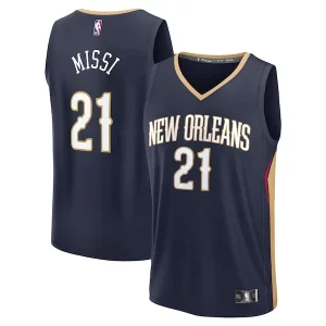 Perfecto Fácil de llevar Versátil Yves Missi New Orleans Pelicans 2024 NBA Draft Fast Break Player Jersey Icon Edition Navy
