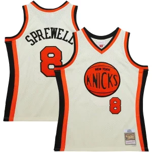 Perfecto Moderno Latrell Sprewell New York Knicks Chainstitch Swingman Jersey Cream