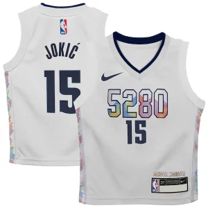 Magnífico Nikola Jokic Denver Nuggets Nike Toddler 2024/25 Swingman Player Jersey City Edition White