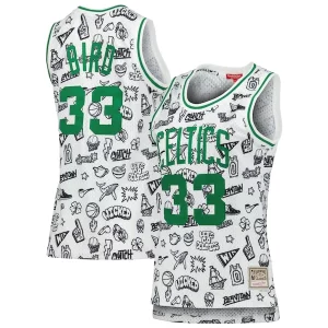 Práctico Duradero Larry Bird Boston Celtics Women's 1985 Doodle Swingman Jersey White