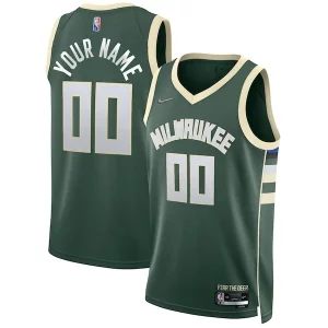 Práctico Duradero Milwaukee Bucks Nike 2021/22 Diamond Swingman Custom Jersey Icon Edition Hunter Green