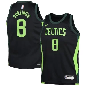 Práctico Kristaps Porzingis Boston Celtics Nike Youth 2024/25 Swingman Player Jersey City Edition Black