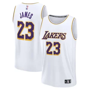 Resistente Fácil de llevar Genial LeBron James Los Angeles Lakers Youth Fast Break Replica Player Jersey Association Edition White
