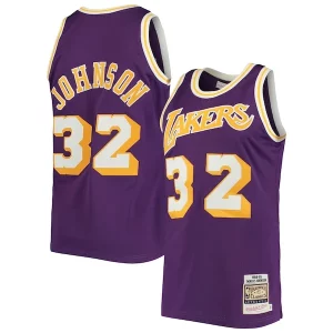 Resistente Magic Johnson Los Angeles Lakers 1984/85 Hardwood Classics Authentic Jersey Purple/Gold