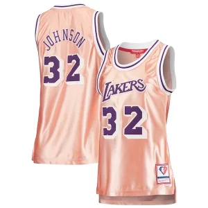 Resistente Magic Johnson Los Angeles Lakers Women's 75th Anniversary Rose Gold 1984 Swingman Jersey Pink