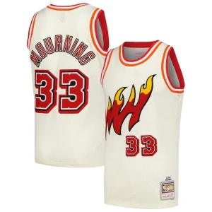 Robusto Alonzo Mourning Miami Heat Chainstitch Swingman Jersey Cream