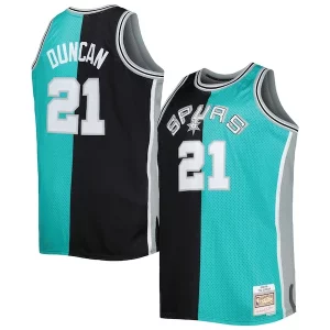 Robusto Comodo Tim Duncan San Antonio Spurs Big & Tall Hardwood Classics 1998/99 Split Swingman Jersey Black/Teal