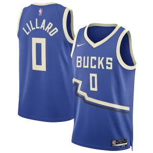 Sofisticado Clásico Damian Lillard Milwaukee Bucks Nike Unisex 2024/25 Swingman Player Jersey City Edition Royal
