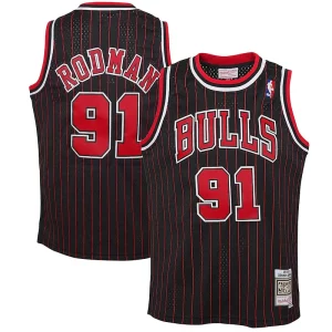 Lujoso Duradero Dennis Rodman Chicago Bulls Youth 1995/96 Hardwood Classics Swingman Jersey Black