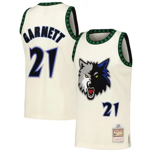 Sofisticado Kevin Garnett Minnesota Timberwolves Chainstitch Swingman Jersey Cream
