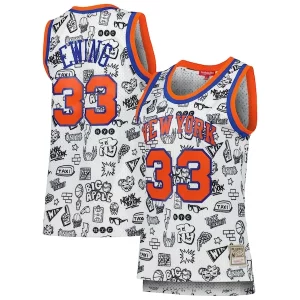 Sofisticado Patrick Ewing New York Knicks Women's 1991 Doodle Swingman Jersey White