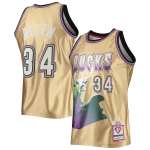 Sofisticado Ray Allen Milwaukee Bucks 75th Anniversary 1996/97 Hardwood Classics Swingman Jersey Gold
