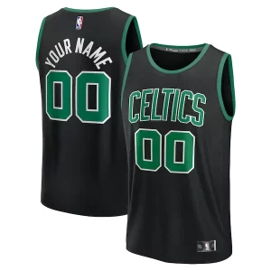 Chulo Boston Celtics Youth Custom Fast Break Jersey Black Statement Edition/Kelly Green/White
