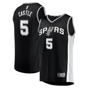 Versátil Elegante Stephon Castle San Antonio Spurs 2024 NBA Draft Fast Break Player Jersey Icon Edition Black