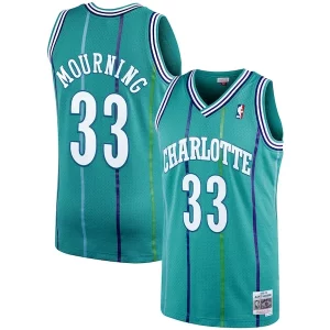 Único Ideal Cool Alonzo Mourning Charlotte Hornets 1992/93 Hardwood Classics Swingman Jersey Teal