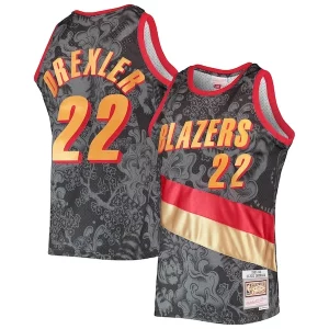 Versátil Clyde Drexler Portland Trail Blazers Hardwood Classics 1991/92 Lunar New Year Swingman Jersey Black