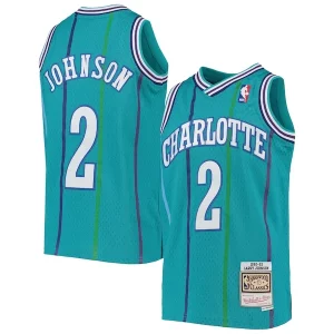 Versátil Larry Johnson Charlotte Hornets Youth 1992/93 Hardwood Classics Swingman Jersey Teal
