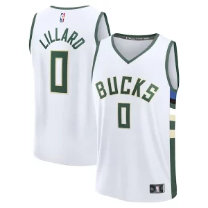 Versátil Perfecto Damian Lillard Milwaukee Bucks Fast Break Replica Player Jersey Association Edition White
