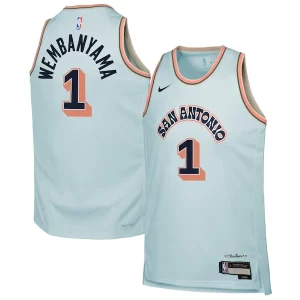 Versátil Victor Wembanyama San Antonio Spurs Nike Youth 2024/25 Swingman Player Jersey City Edition Light Blue
